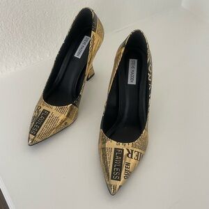 Steve Madden Black and Gold Print Heels